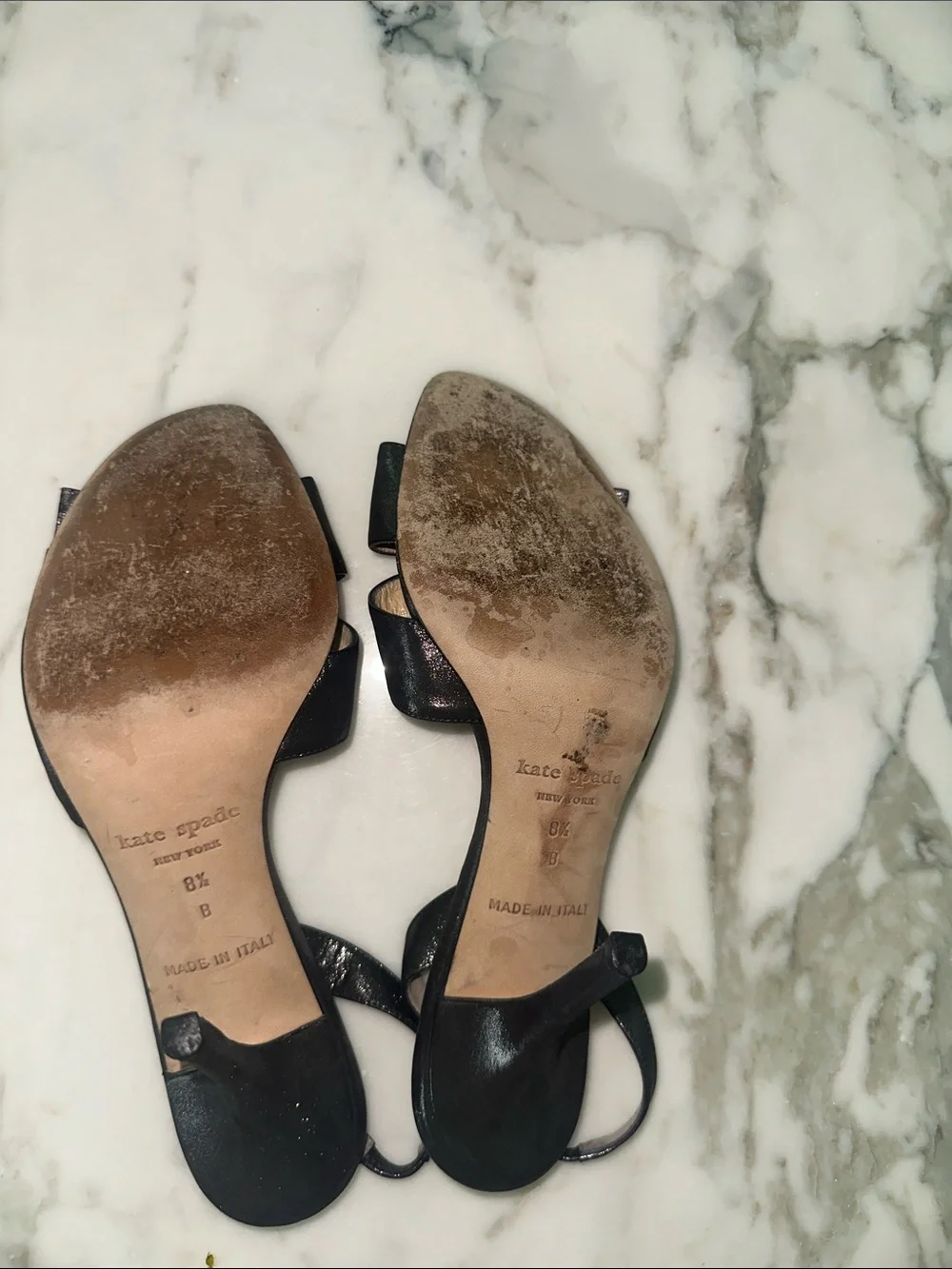 kate spade Charcoal Metallic Bow Slingback Sandals